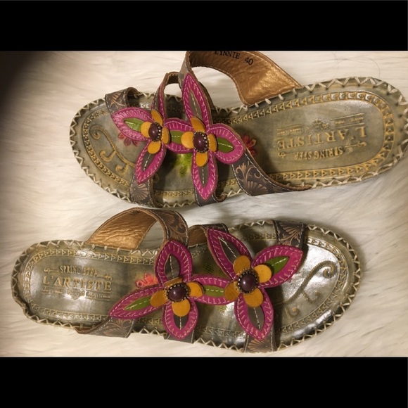 Spring Step Multi Color L L'artiste Wedges Sandal - Picture 2 of 8